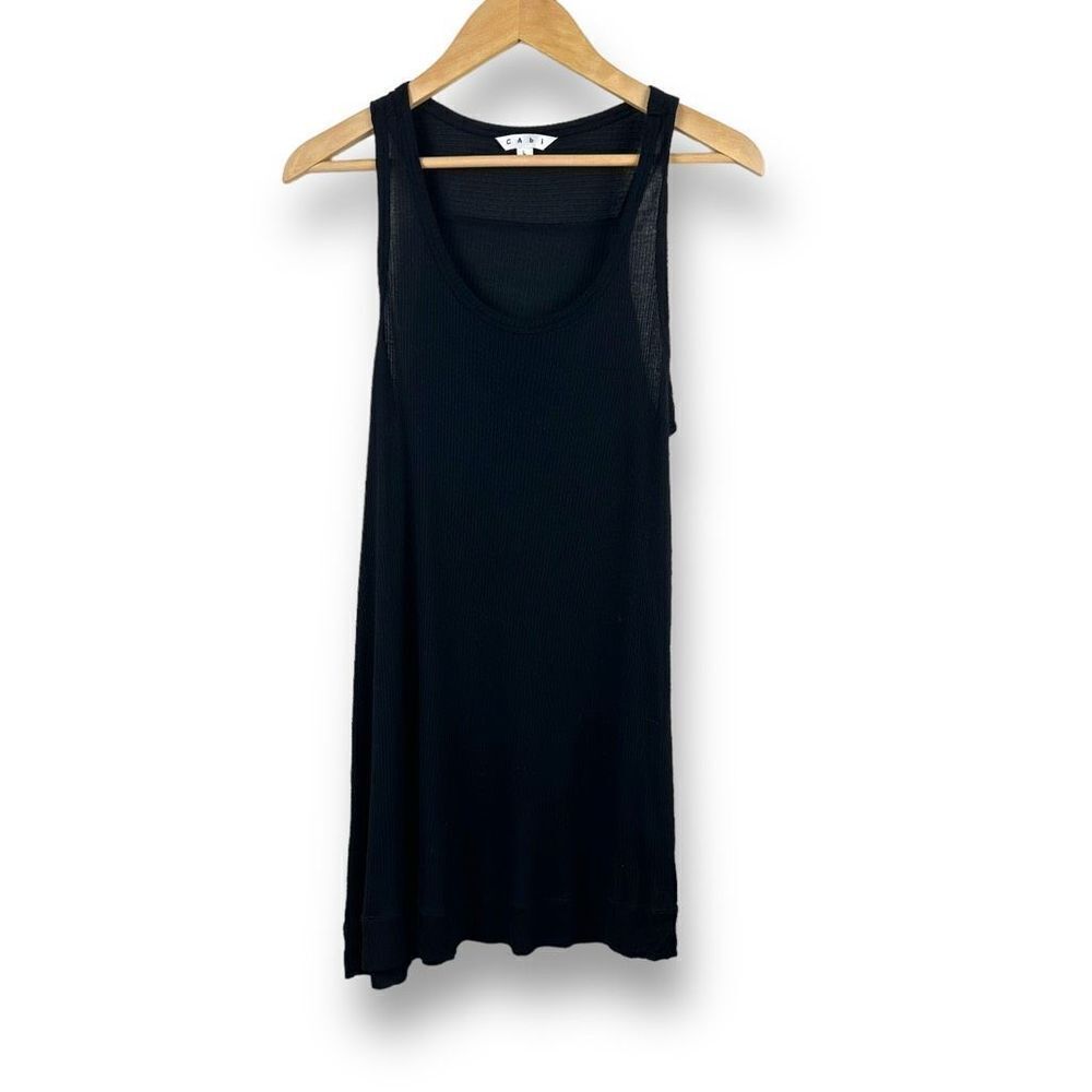 CAbi black sheer long loose‎ tank top size L